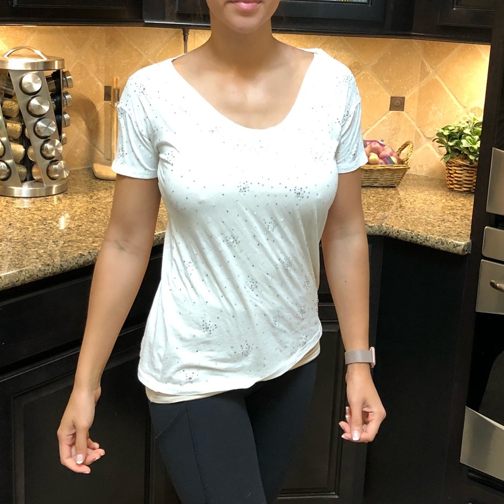 White sparkle J crew tee